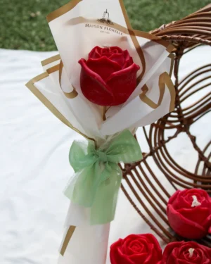 Bougie rose rouge